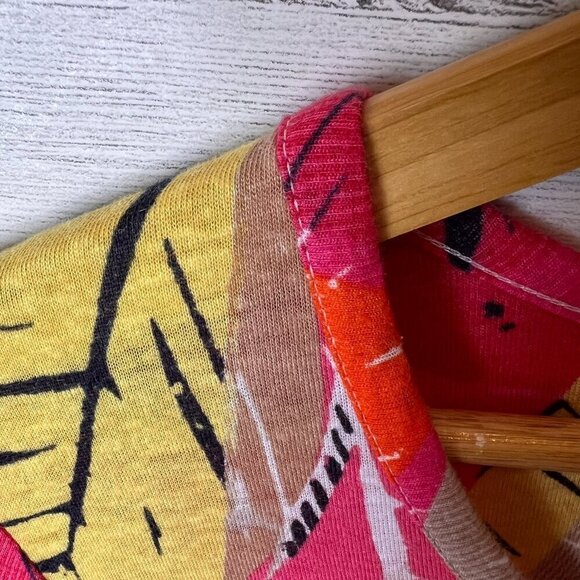 Nic + Zoe Top Womens Size Small Colorful Linen Blend Henley Foliage Bell Sleeve - Picture 14 of 15